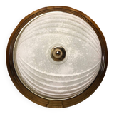 Old molded glass ceiling light with golden outline