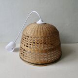 70s woven wicker pendant light