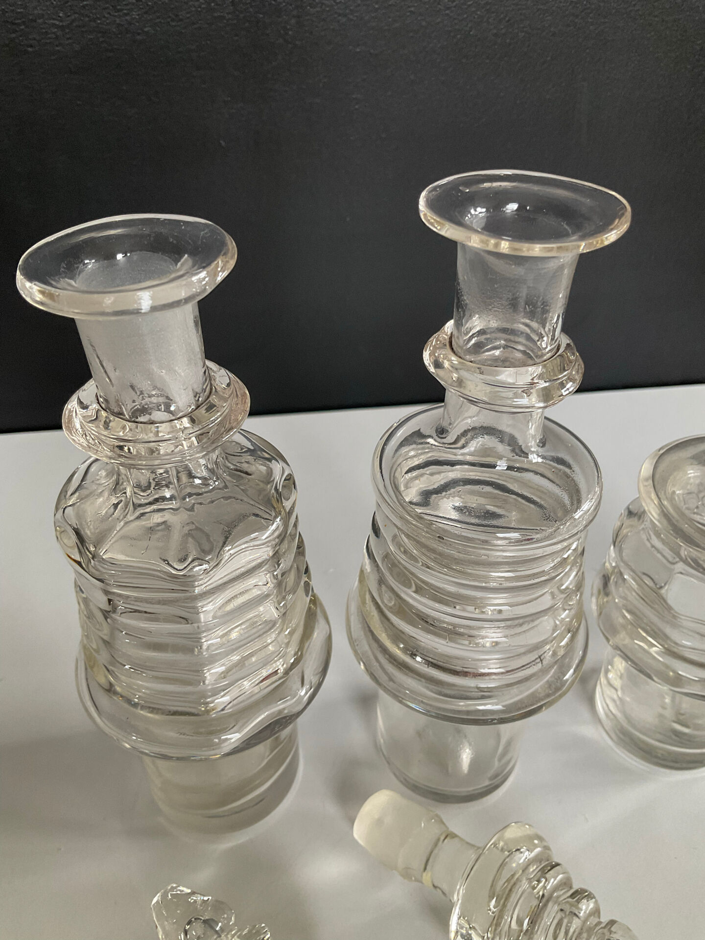 Set of 3 Art Deco crystal bottles