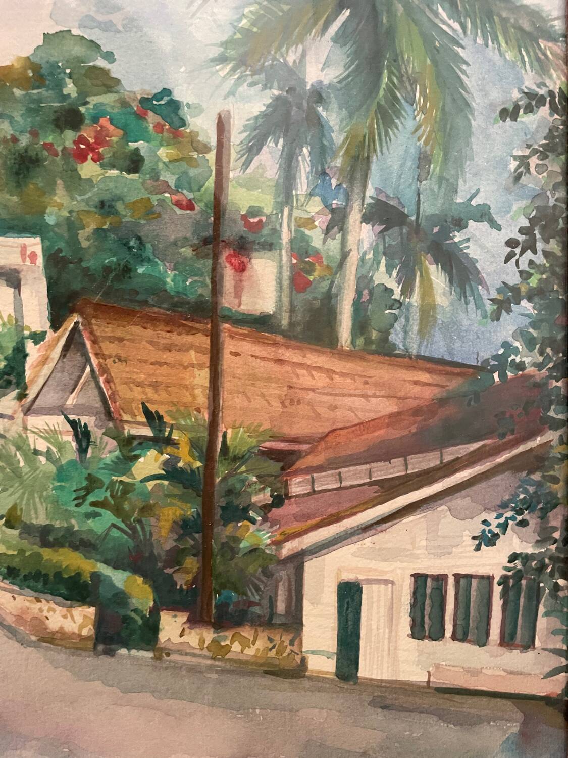 View of a palm-tree alley on an island, 20th century