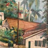 View of a palm-tree alley on an island, 20th century