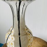 Glass and enamel vase with art deco flower decoration signed Mazoyer