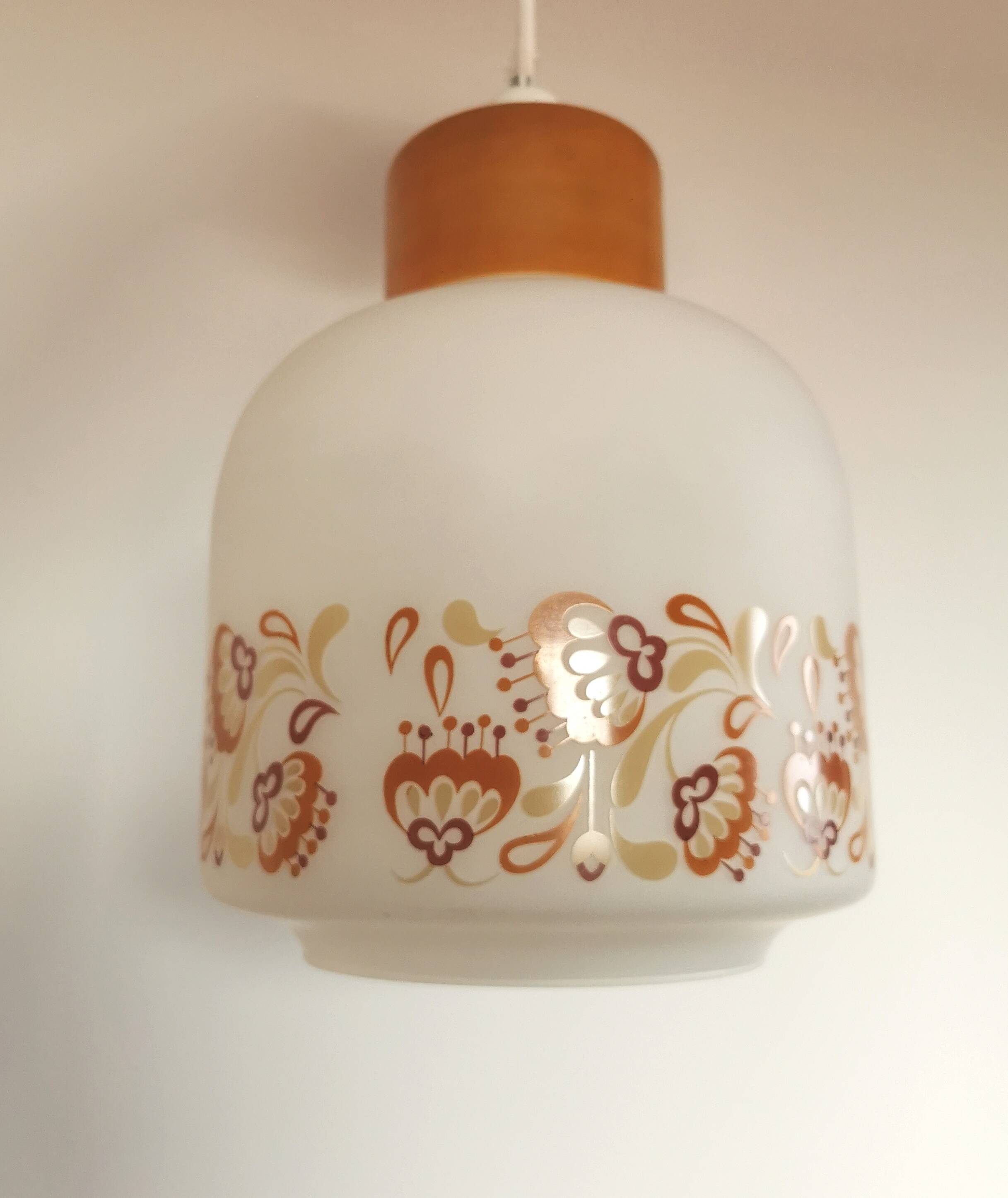 Vintage 70s opaline pendant lamp "Orangey white"