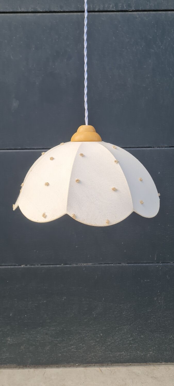 Cotton and wood pendant light