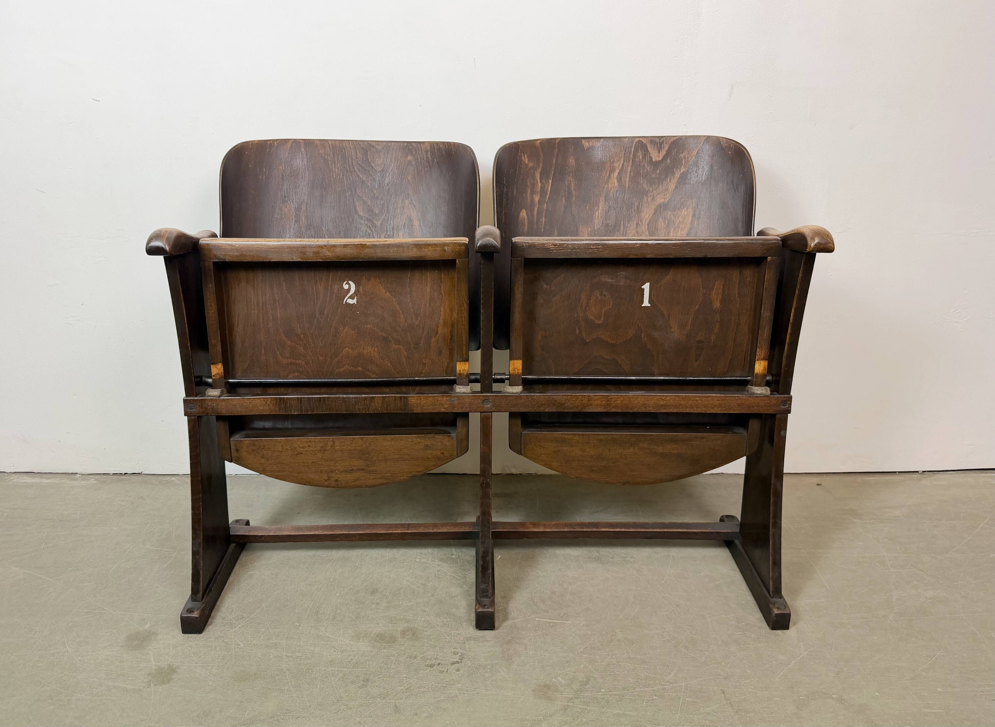 Vintage Two-Seat Cinema Bench from Thonet, 1950s