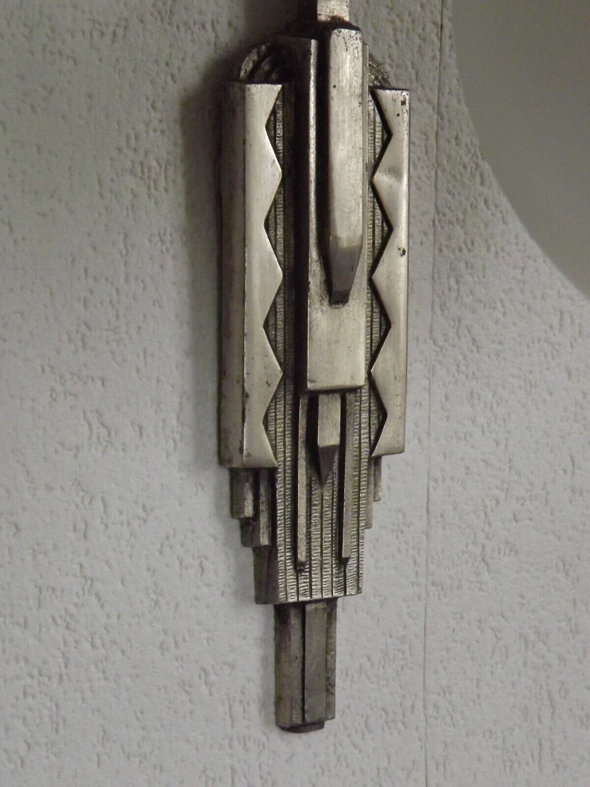 French art deco wall sconce silver metal with opaque glass ball shade 4101