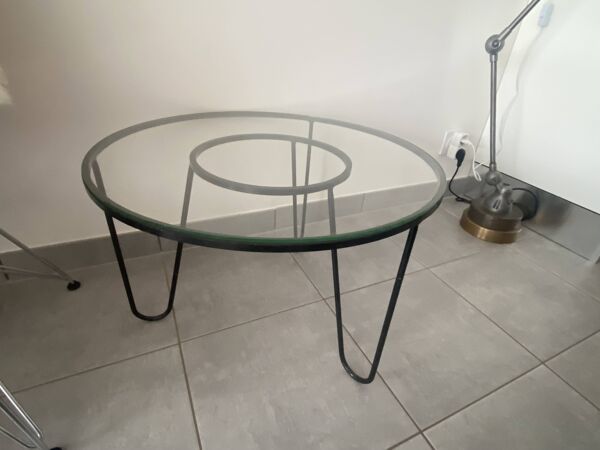 Table basse métal & verre des années 60