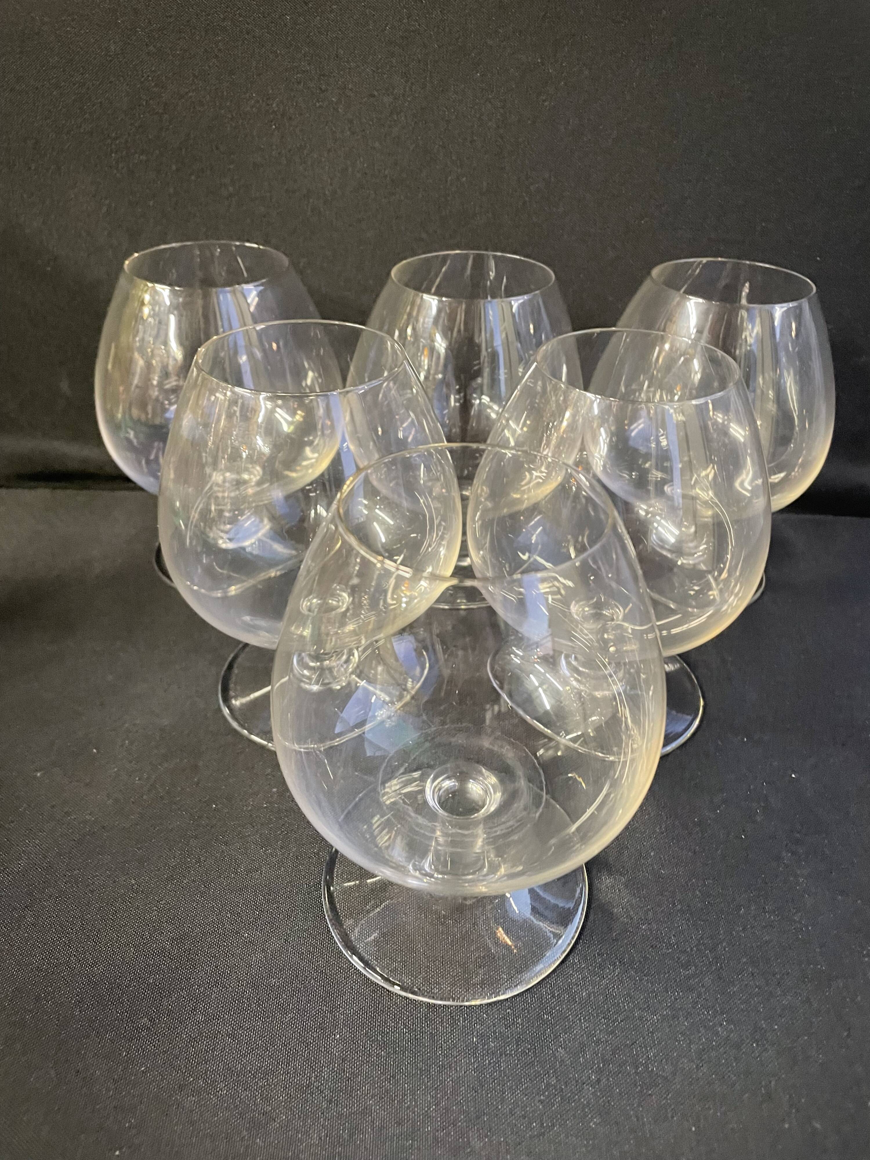 6 old tasting balloon glasses (cognac/armagnac) - light blown crystal
