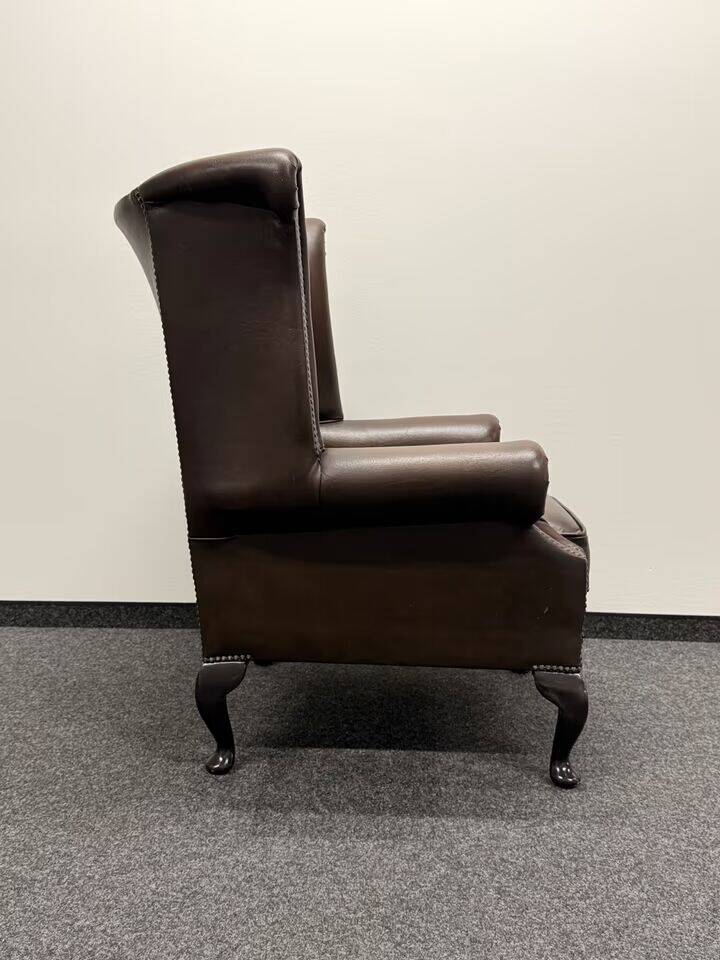 Brown Leather Chesterfield Wing Chair