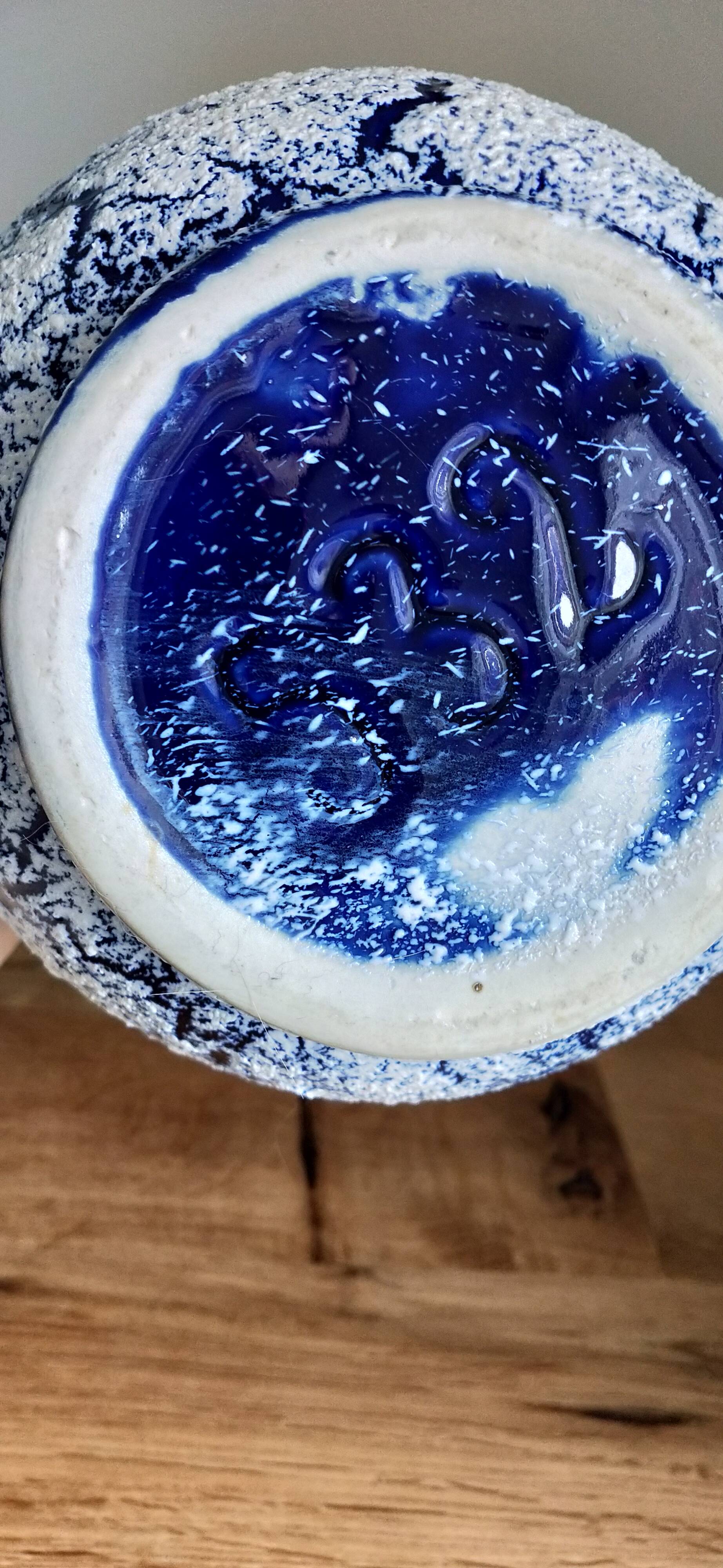 Fat lava blue pitcher Vallauris