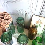 Set of 4 green glass jars