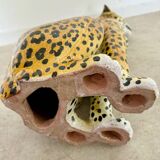 Antique terracotta leopard sculpture from the 70s vintage Italian design