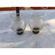 Pair of glass and brass tulips with gold decoration.