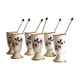 Lot of 6 porcelain mazagrans with golden spoons