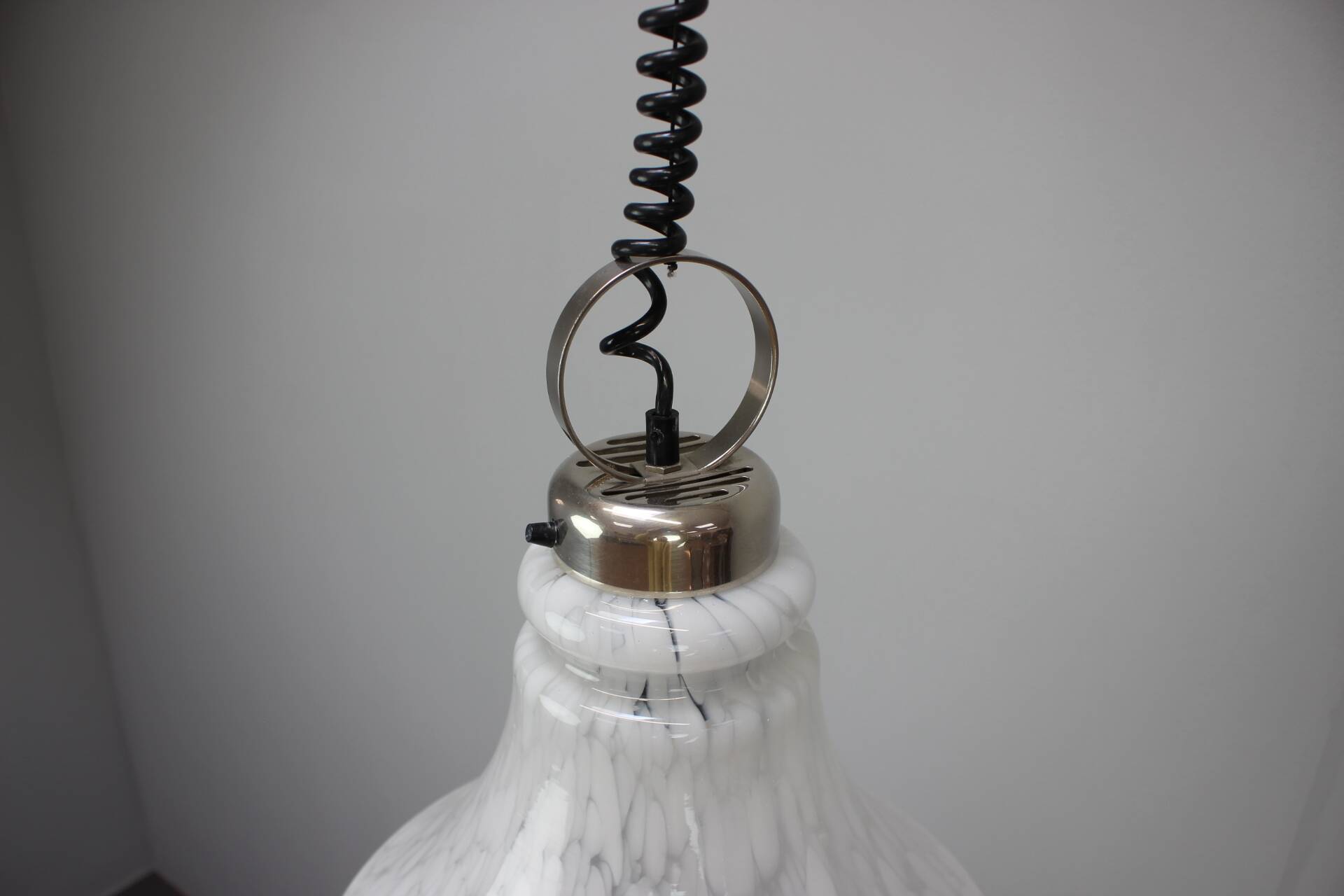 1970s Czechoslovak Mid-Century Glass Pendant Lamp with Marbled Shade