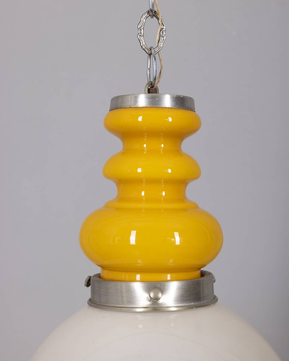 Vintage Space Age Italian Yellow Glass Chandelier, 1970s