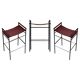 Jeu de 3 tabourets de bar Artisan contemporain en cuir cognac et métal noir