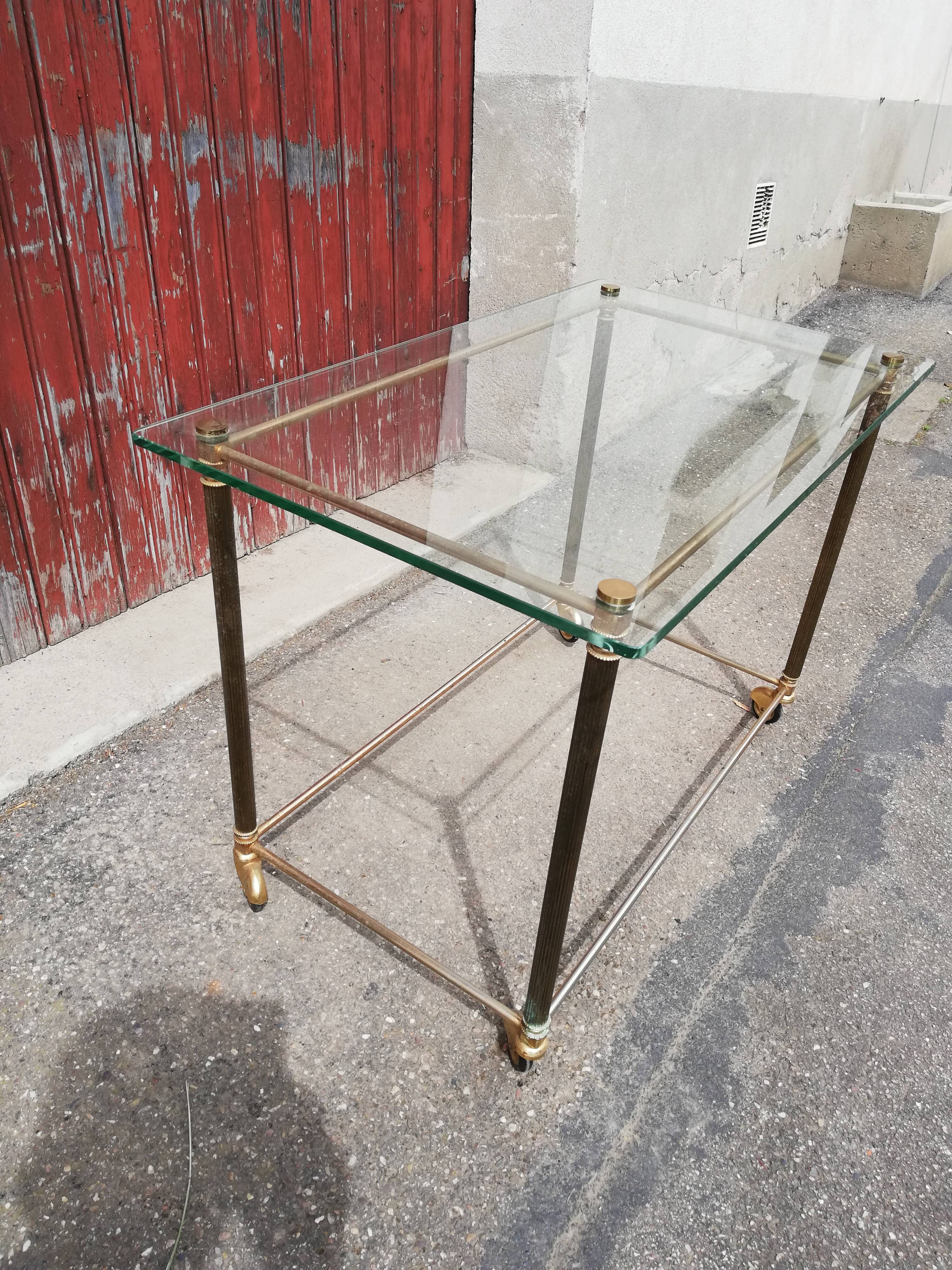 Brass and glass coffee table
