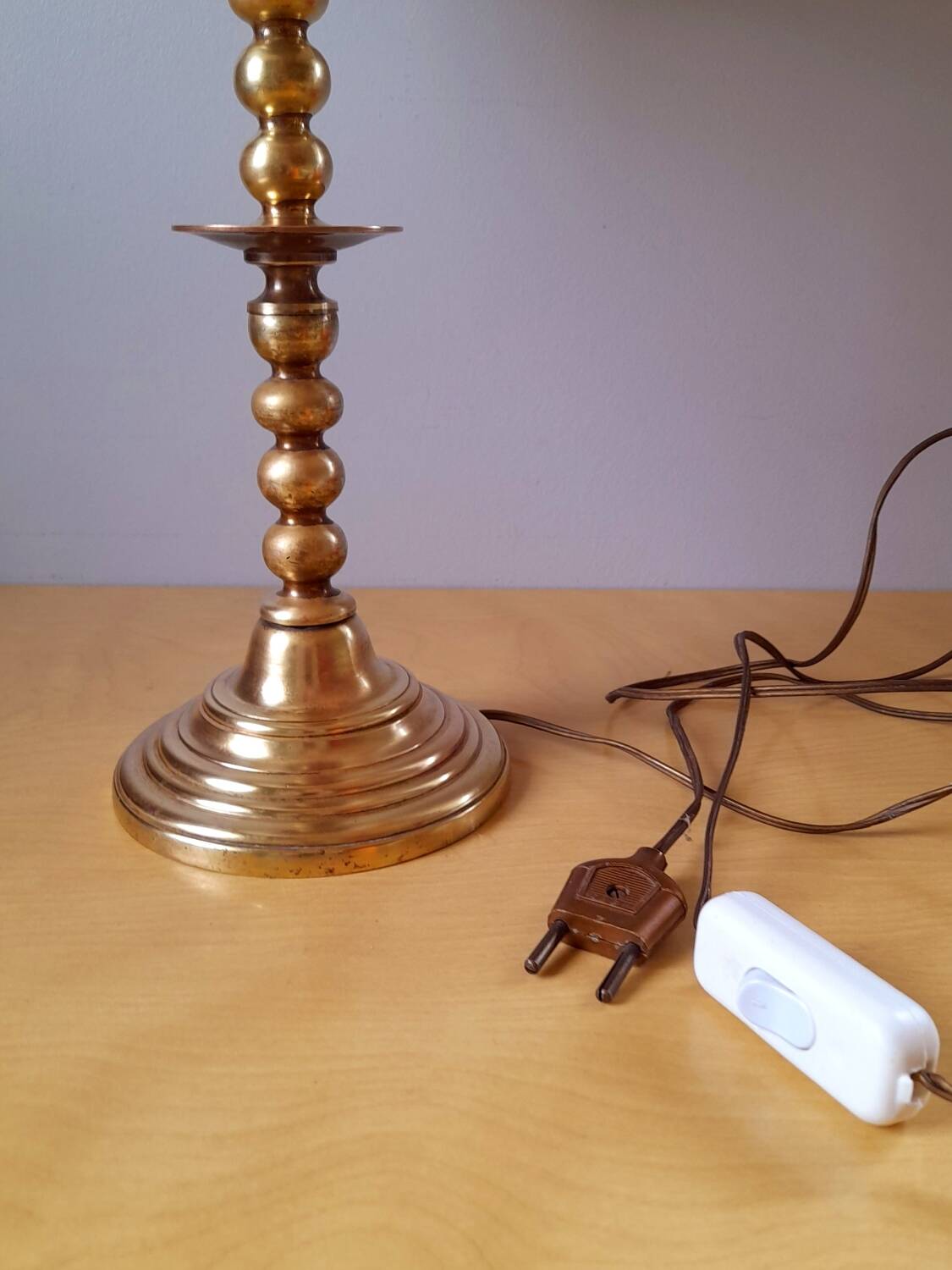 Turned brass lamp, 1960.