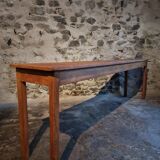 Vintage oak work table / hospital workshop side table, France, 1950s