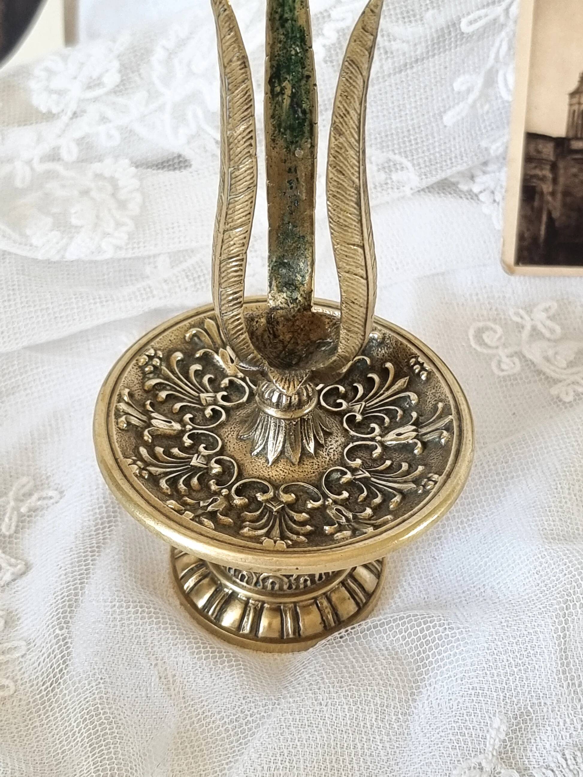 Bougeoir "à la financière" en bronze