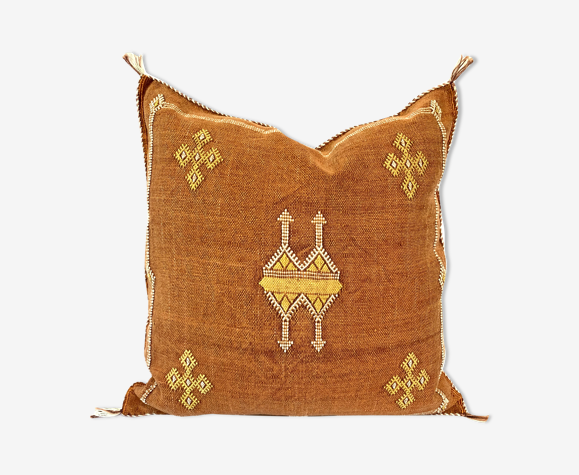 Oreiller de cactus sabra marocain fait à la main coussin berbère en soie de cactus, taie d'oreiller