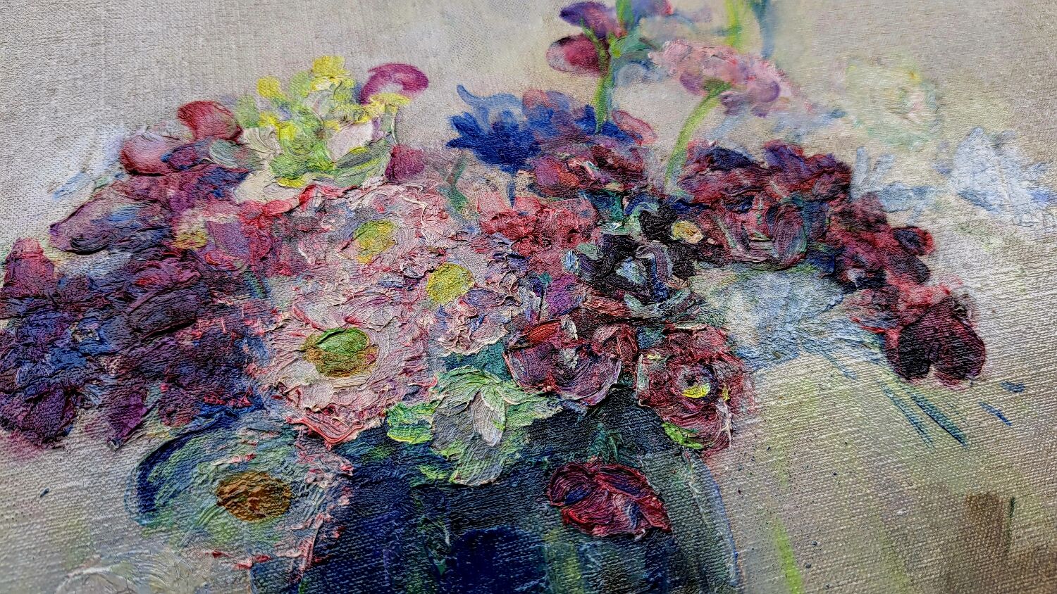 Tableau huile sur toile bouquet de fleurs