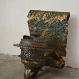 Pair of patinated wrought iron sconces