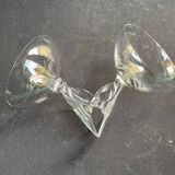 6 light crystal champagne glasses with twisted leg, early 20th century