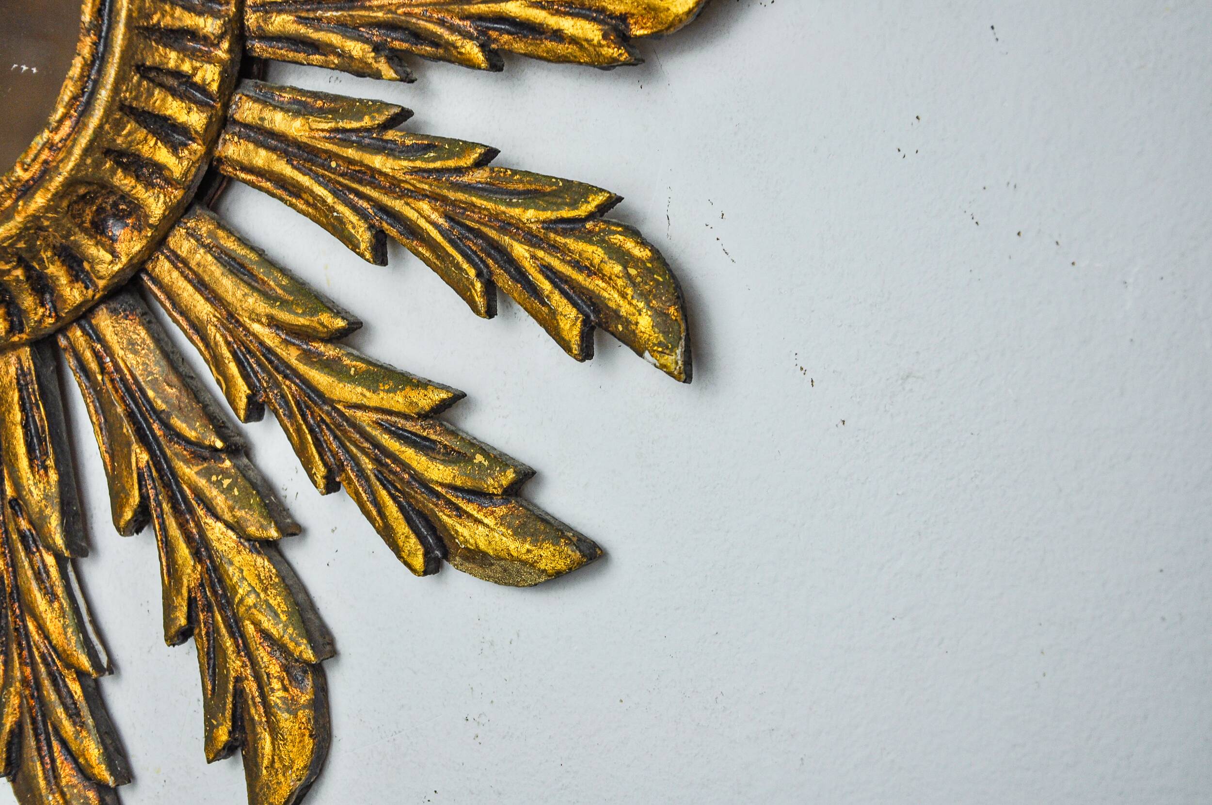 Sun mirror in gilded wood, France, 1960, 38 cm