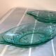 Ravier en verre vintage vert emeraude décor raisins