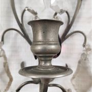 Metal wall candle holder with glass tassels