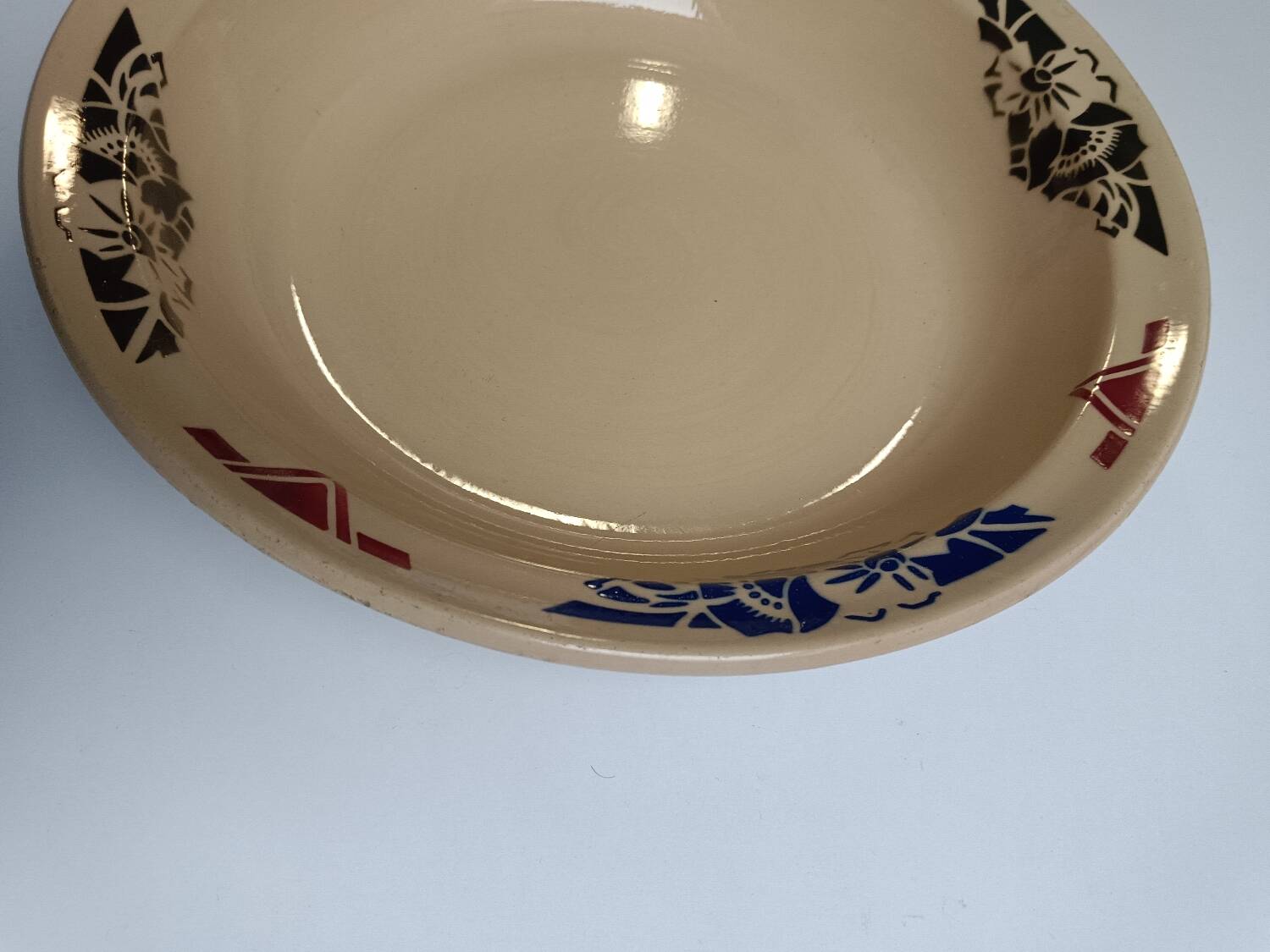 Large Badonviller art deco deep dish