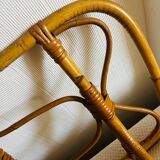 Vintage rattan wall-mounted coat rack