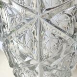 Vintage design vase in crystal. faceted patterns, braces. flared neck
