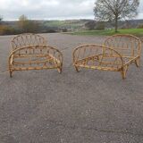 Old rattan bed pair