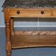 Victorian writing desk or console from 1880 in satin wood and marble.