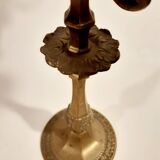 Old brass candlesticks 3 arms set of 2