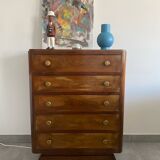 Commode art déco en noyer à 5 tiroirs