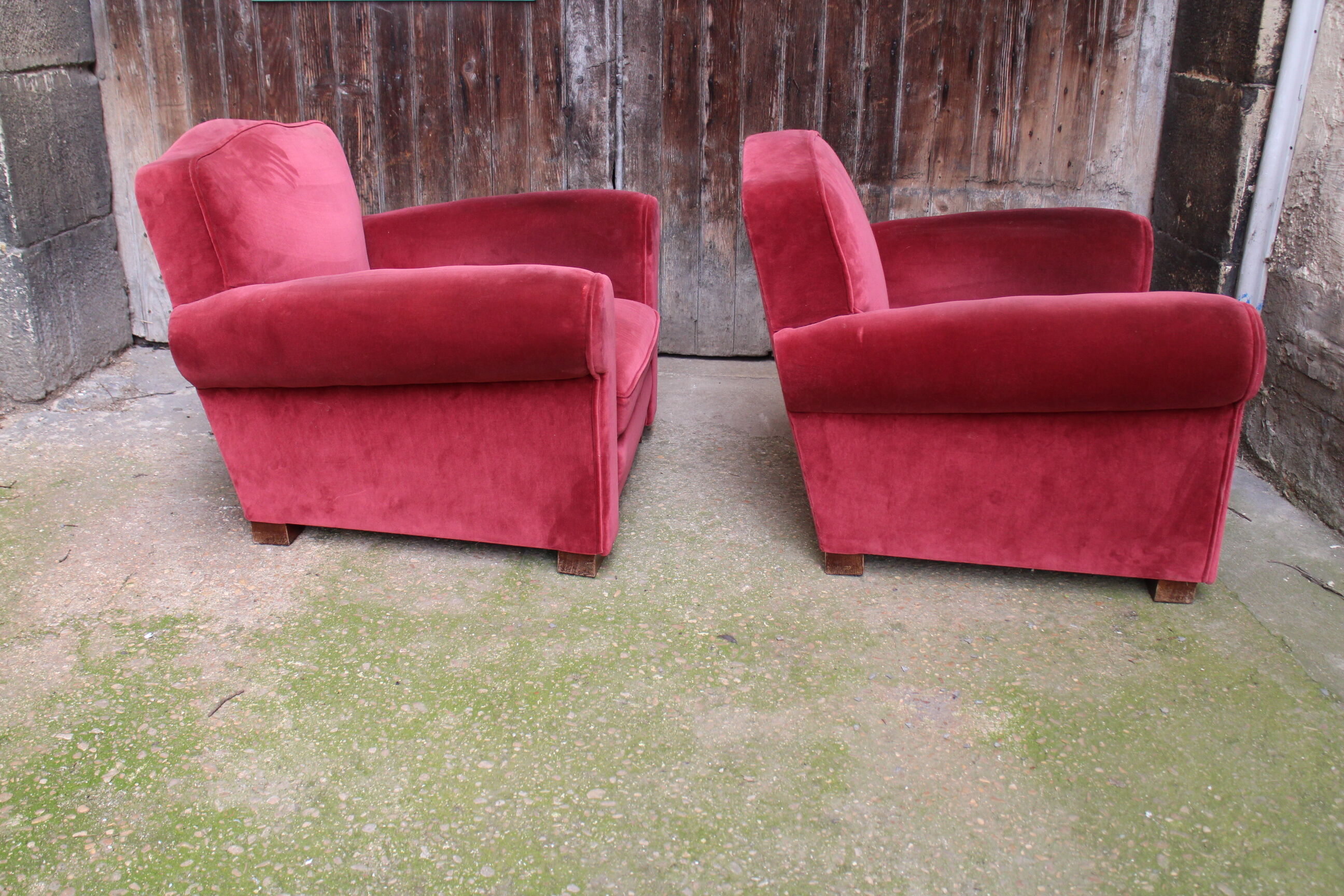 Pair of velvet club chairs