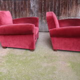 Pair of velvet club chairs