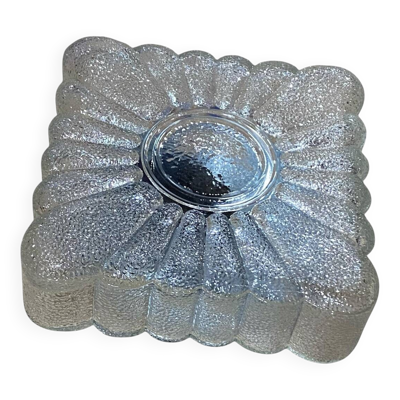 Ancienne applique murale carré plafonnier verre transparent fleur vintage