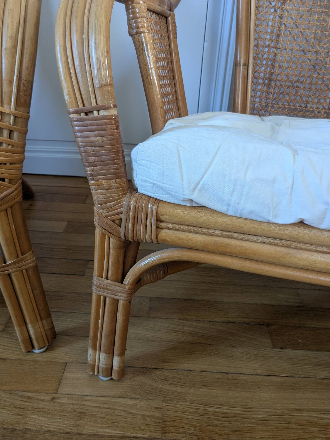 Pair of rattan armchairs