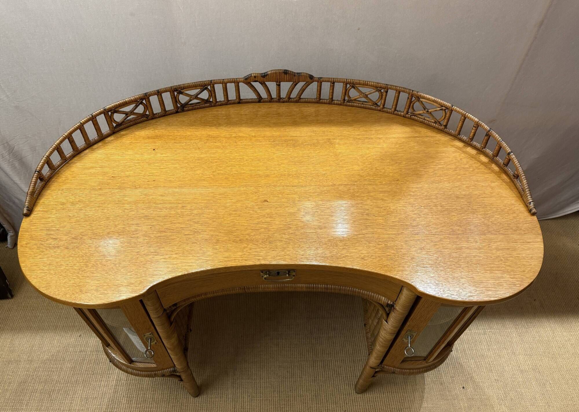 Art Nouveau Ladies' Writing Desk in Oak & Rattan, circa 1910