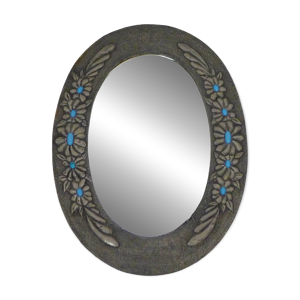 miroir ovale Fleurs