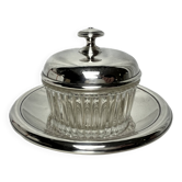 Christofle, silver-plated metal and crystal candy jar, 20th century