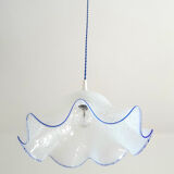 Pendant lamp in blue spotted glass 1970