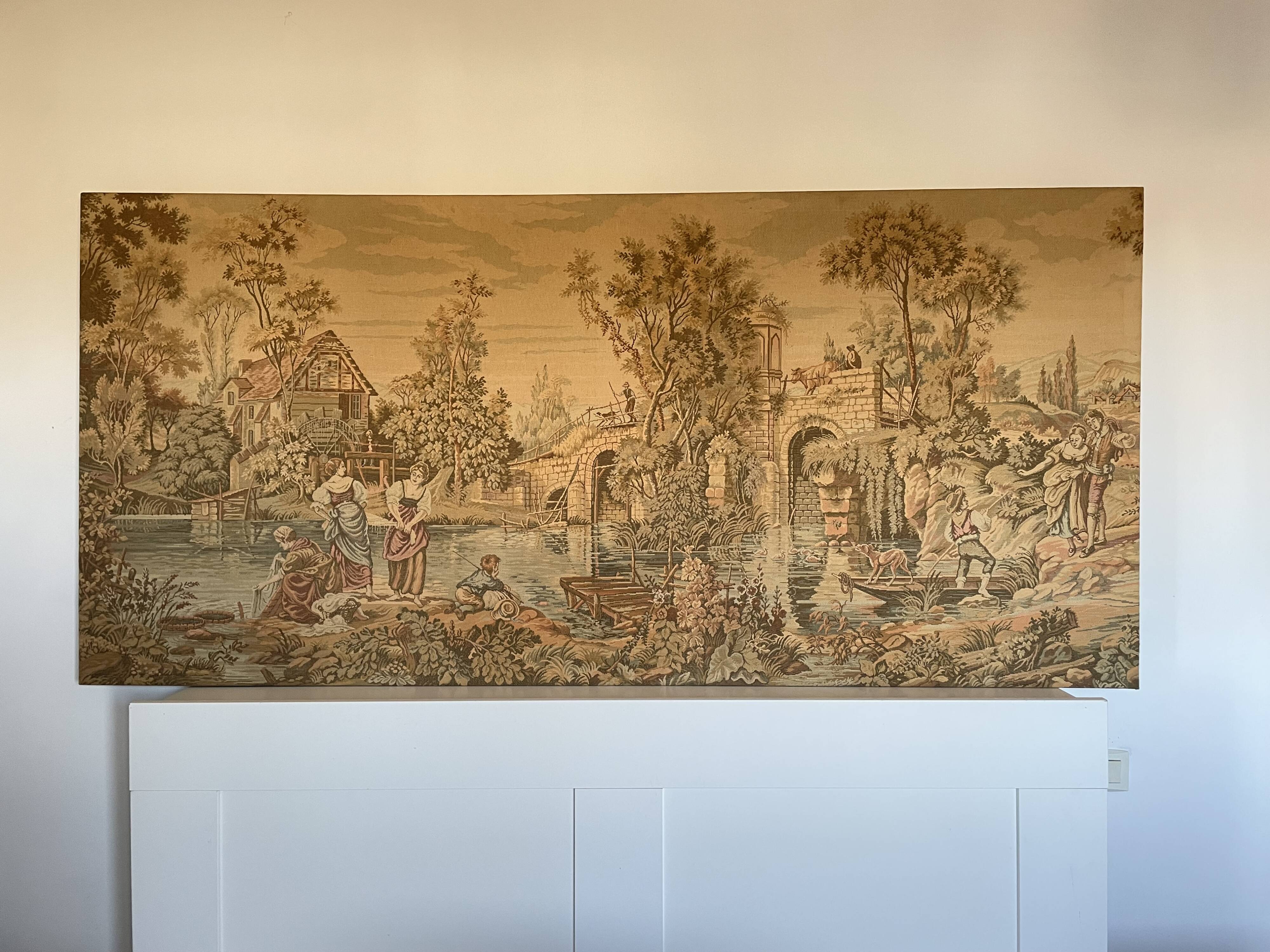 French Tapestry Panoramic Early 20th Century