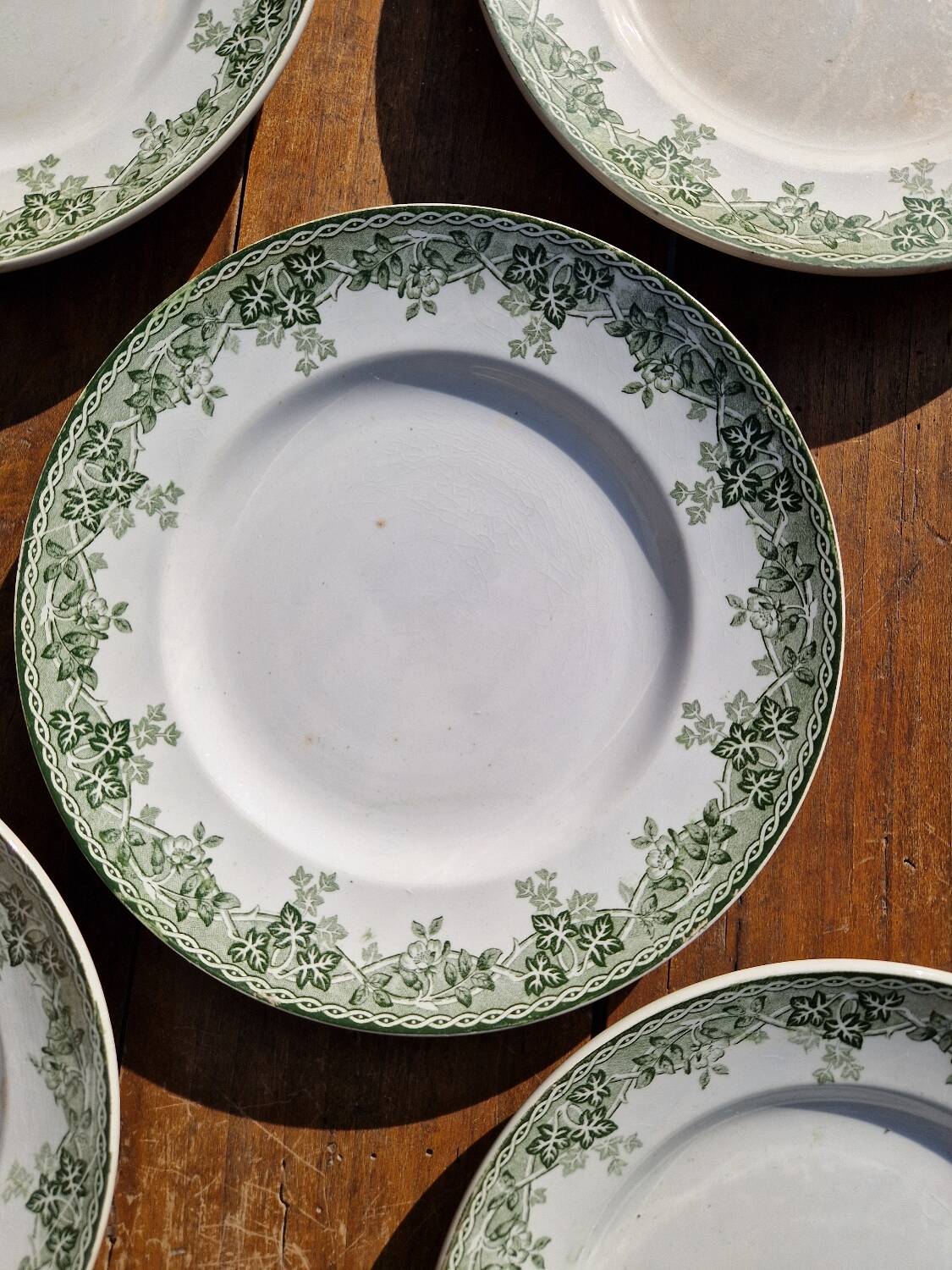 Set of 7 Flat Plates, Summer Model, Terre De Fer, Saint Amand