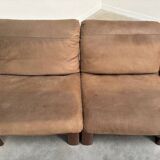 Ensemble de salon / fauteuil / canapé en cuir et chêne Rolf Benz, années 1970